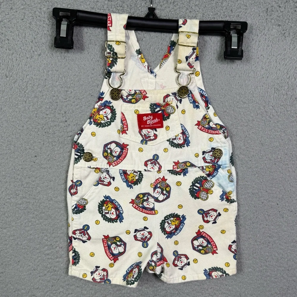 Kids Vintage OshKosh Baby B'Gosh Overalls AOP Tennis‎ Dog overalls Shortalls